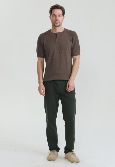 T-Shirt Basic-Strick-T-Shirt Mit Rundhalsausschnitt Und Knöpfen - Image 2