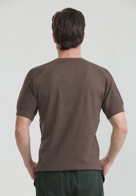 T-Shirt Basic-Strick-T-Shirt Mit Rundhalsausschnitt Und Knöpfen - Image 3
