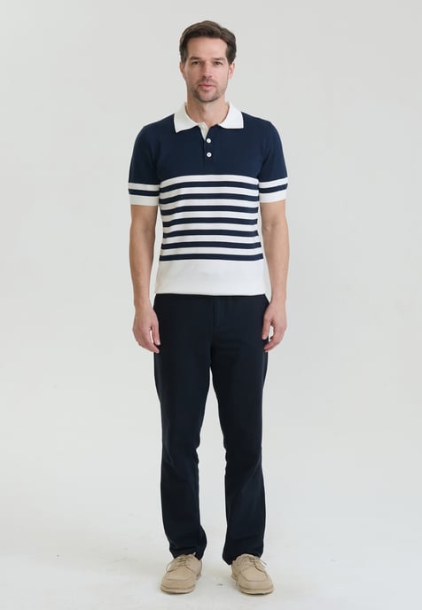 Polo Shirt Kurzarm Gestreiftes Strick-Poloshirt Kurzarm - Image 2