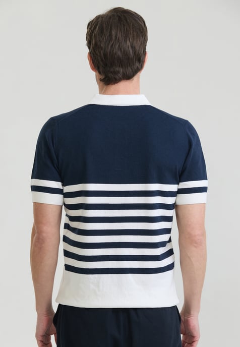 Polo Shirt Kurzarm Gestreiftes Strick-Poloshirt Kurzarm - Image 3