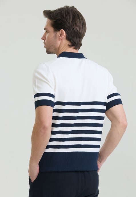 Polo Shirt Kurzarm Gestreiftes Strick-Poloshirt Kurzarm - Image 3