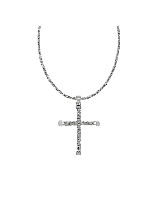 Zeeme Basic Halskette Silber 925 poliert mit Kreuz-Anhänger 55cm lang Königskette 2,2mm breit - Image 1