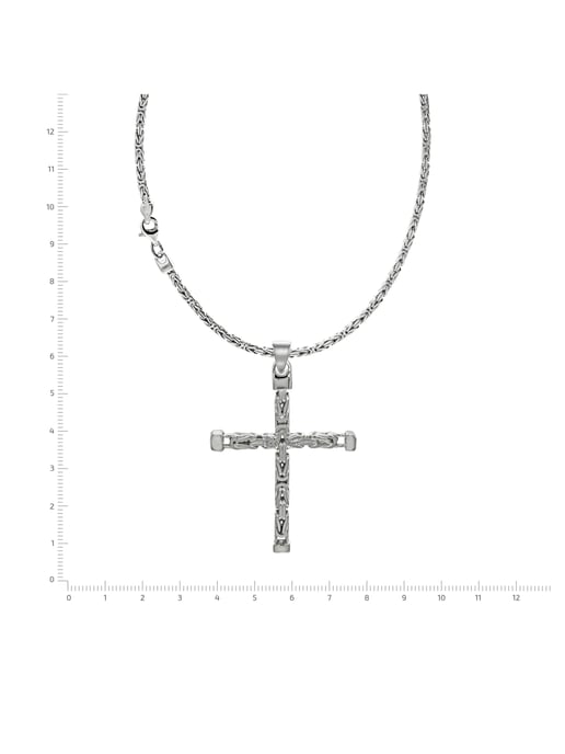 Zeeme Basic Halskette Silber 925 poliert mit Kreuz-Anhänger 55cm lang Königskette 2,2mm breit - Image 4