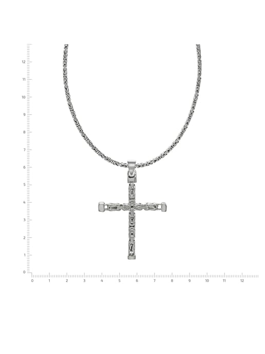 Zeeme Basic Halskette Silber 925 poliert mit Kreuz-Anhänger 55cm lang Königskette 2,2mm breit - Image 5