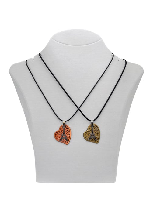 Steuer Modeschmuck Kette Freundschaftskette aus 2 Herzen "Paris" an Kordel - Image 3