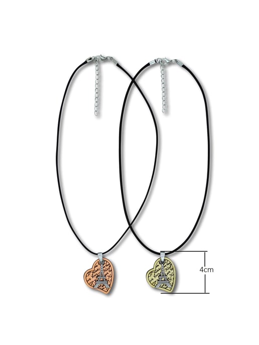 Steuer Modeschmuck Kette Freundschaftskette aus 2 Herzen "Paris" an Kordel - Image 4