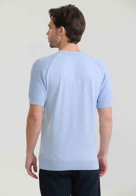 T-Shirt Basic-Strick-T-Shirt Mit Rundhalsausschnitt Und Knöpfen - Image 3