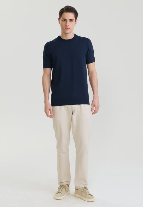 T-Shirt Basic-Strick-T-Shirt Mit Rundhalsausschnitt - Image 2