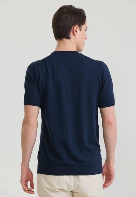 T-Shirt Basic-Strick-T-Shirt Mit Rundhalsausschnitt - Image 3