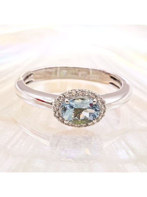 Diamonds by Ellen K. Ring Weißgold 585 mit echtem Aquamarin und 36 Diamanten 0,09ct. - Image 1