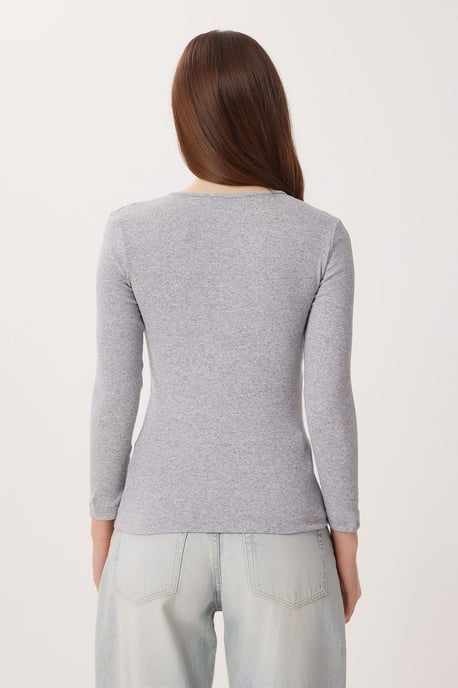 Slim Fit U-Ausschnitt Langarmbluse - Image 6