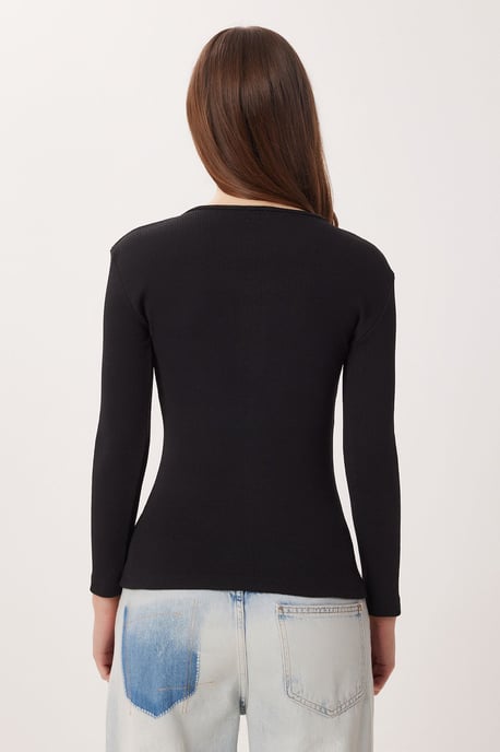 Slim Fit U-Hals Langarmbluse - Image 4