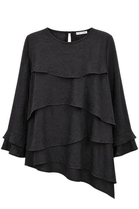 Rüschen Langarm Crew Neck Bluse - Image 1