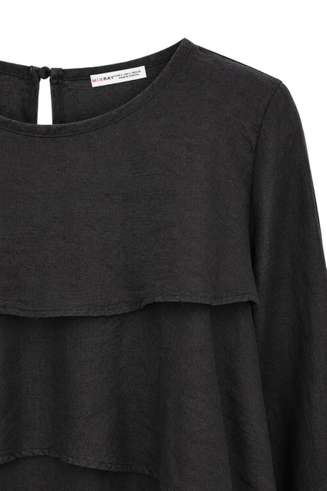 Rüschen Langarm Crew Neck Bluse - Image 2