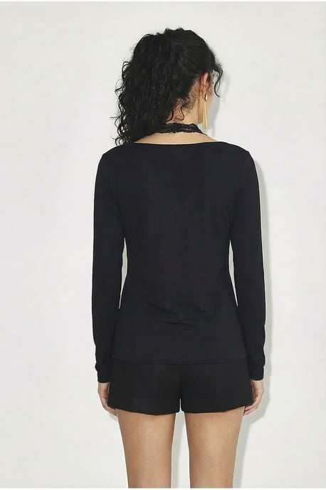 Schlanke Passform Bluse mit langen Ärmeln und eckigem Kragen - Image 4