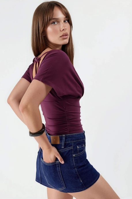 V-Ausschnitt Bluse mit Schleifen-Detail - Image 4