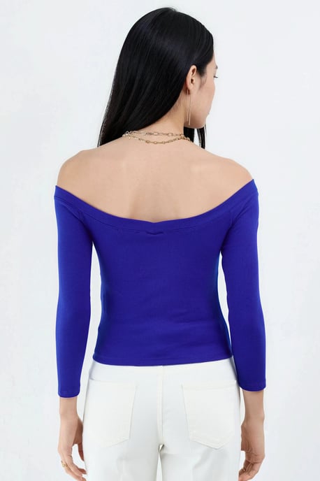 Schmal geschnittene gerippte Kurzbluse - Image 3