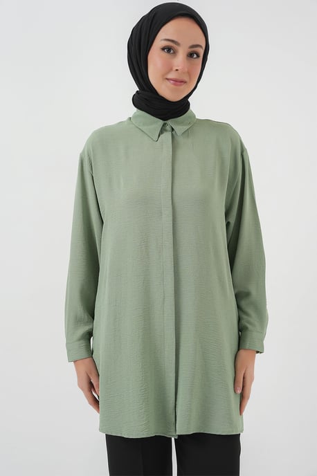 Oversized Langarm-Bluse mit Knopfleiste und Hemdkragen - Image 3