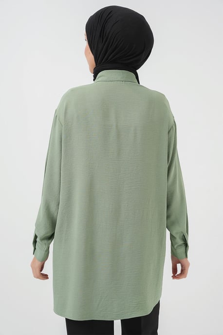 Oversized Langarm-Bluse mit Knopfleiste und Hemdkragen - Image 5