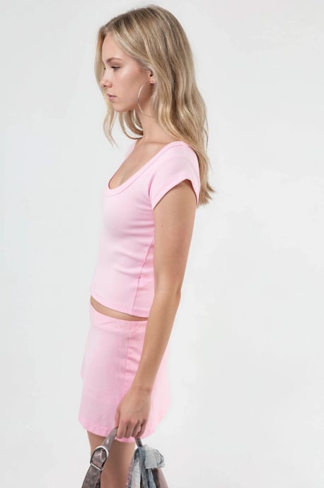 Schlanke Passform Rippstrick U-Hals Bluse - Image 4