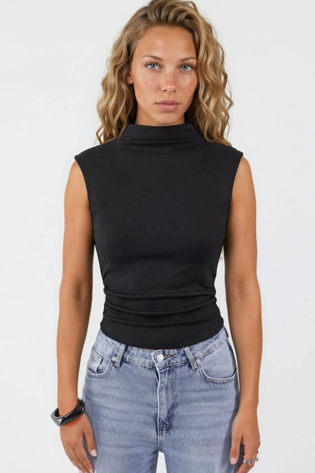 Modal Touch Halb-Turtleneck Crop Top - Image 6