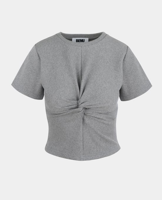 BENU graues gedrehtes Damen-T-Shirt - Image 4