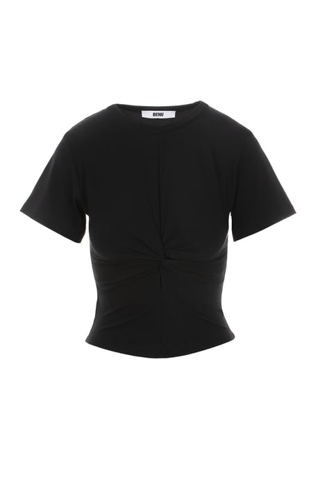 BENU schwarzes gedrehtes Damen-T-Shirt - Image 4