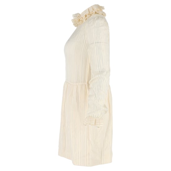 Saint Laurent Gestreiftes Lamé-Minikleid aus creamfarbener Seide - Image 2