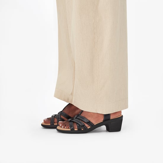 Emily2 Rose schwarze Leder-Sandalen - Image 2