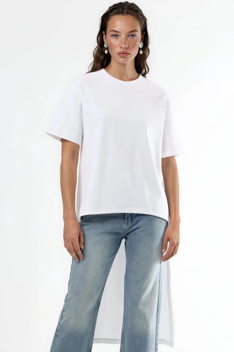 Overgröße Crew-Neck Tunika mit Schlitz - Image 2
