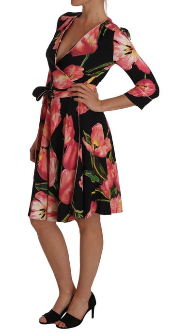Dolce Gabbana Tulpenmuster Wickelkleid - Image 4