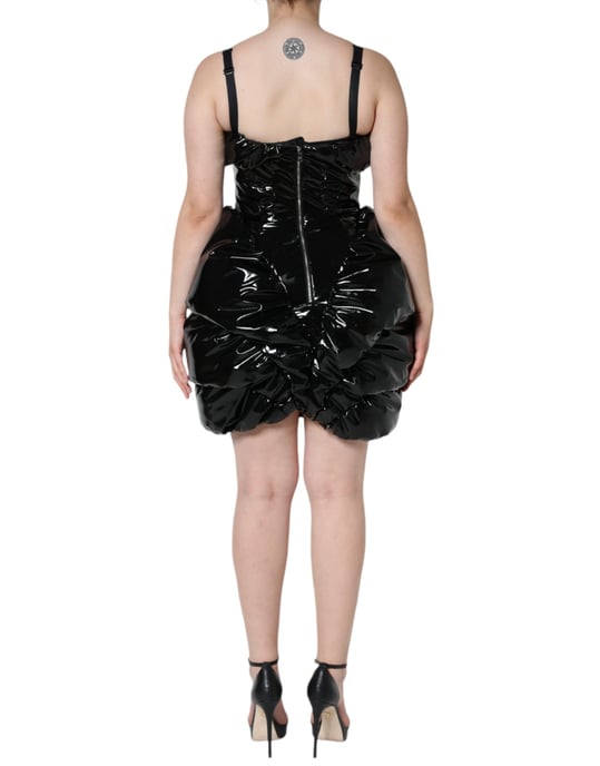 Patent Mini Kleid mit puffigem Stil - Image 4