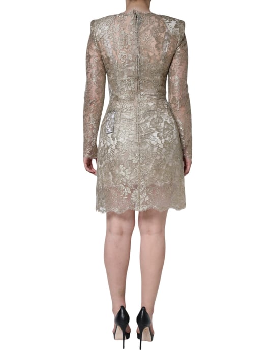 Spitzen-Minikleid mit floralem Stickerei und langen Ärmeln - Image 3