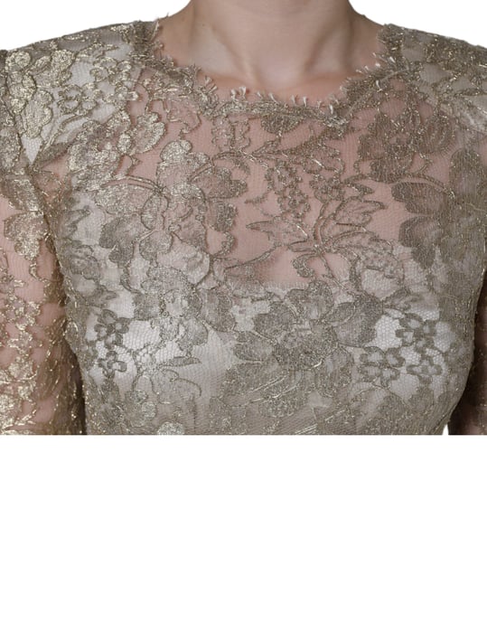 Spitzen-Minikleid mit floralem Stickerei und langen Ärmeln - Image 4