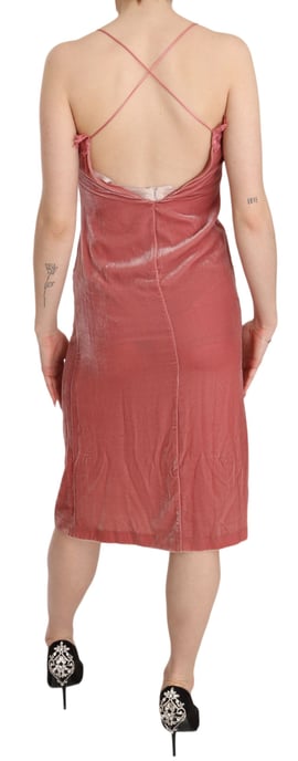 Samtene Midi-Kleid ohne Ärmel V-Ausschnitt Spitze Detail - Image 3