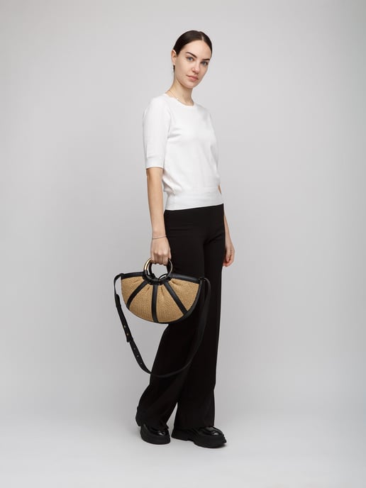 Coccinelle Shell Strohtasche Strohwaren/Mikro-Grobleder - Image 5