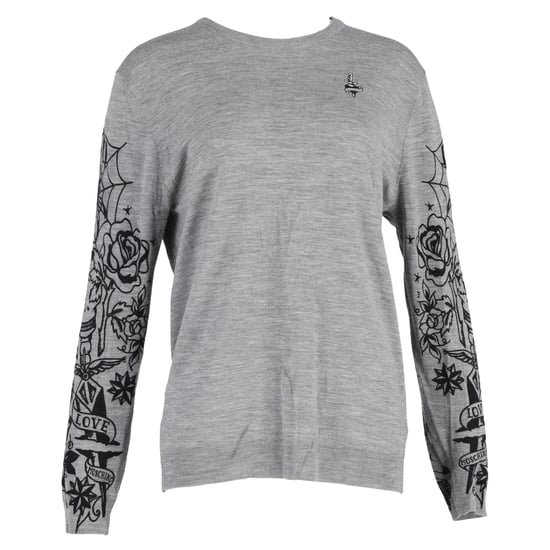 Love Moschino Rippenstrick-Pullover mit Rundhalsausschnitt aus grauer Wolle - Image 1