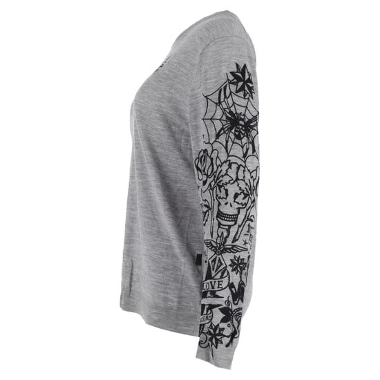 Love Moschino Rippenstrick-Pullover mit Rundhalsausschnitt aus grauer Wolle - Image 2