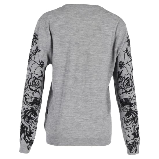Love Moschino Rippenstrick-Pullover mit Rundhalsausschnitt aus grauer Wolle - Image 3