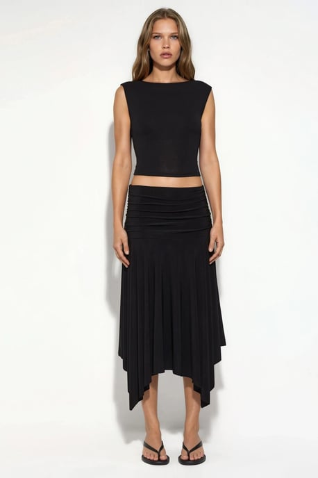 Asymmetrischer Midirock mit Drapierungsdetail - Image 6