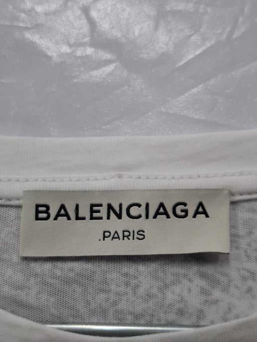 Balenciaga Splash-Effekt Rundhalsausschnitt T-Shirt aus schwarzer und weißer Baumwolle - Image 6