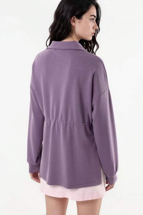 Reißverschluss-Kragen-Sweatshirt mit verstellbarem Bund - Image 3