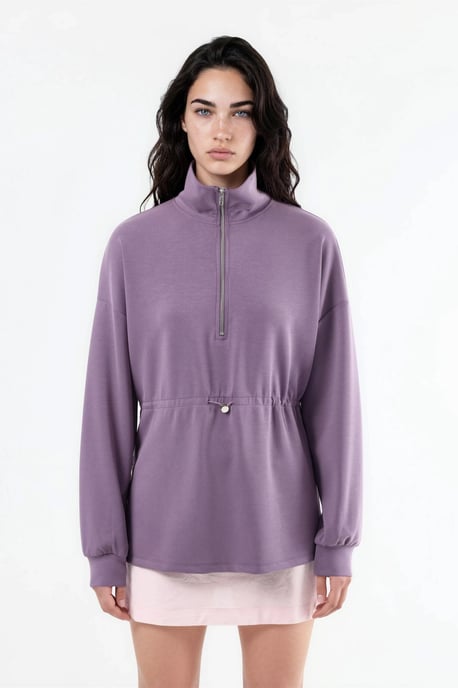Reißverschluss-Kragen-Sweatshirt mit verstellbarem Bund - Image 6