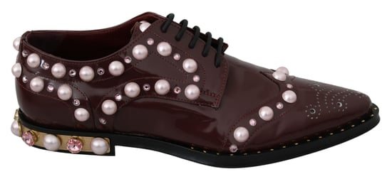 Dolce & Gabbana Bordeaux-Leder Kristallperlen formelle Schuhe - Image 1