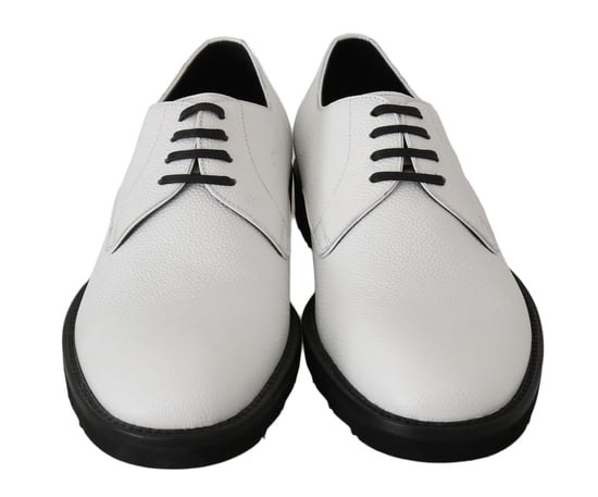 Dolce & Gabbana Weiße Leder Derby-Anzugschuhe - Image 3