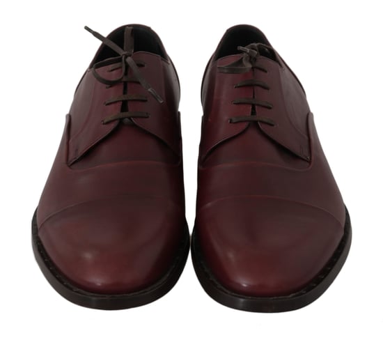 Dolce & Gabbana Rote Bordeaux-Leder Derby-Halbschuhe - Image 2
