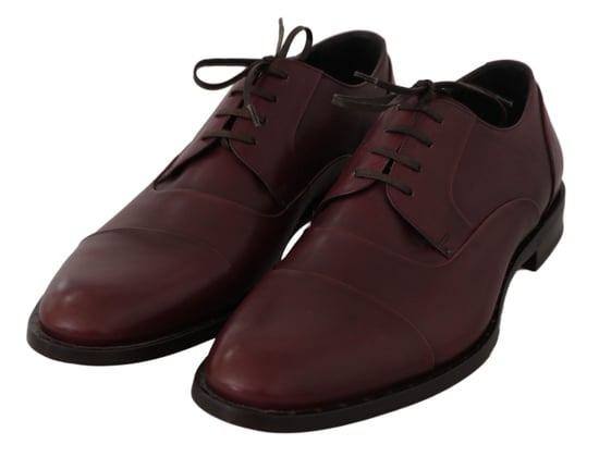 Dolce & Gabbana Rote Bordeaux-Leder Derby-Halbschuhe - Image 3