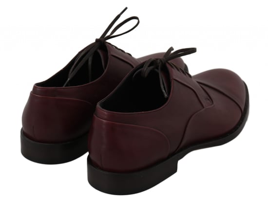 Dolce & Gabbana Rote Bordeaux-Leder Derby-Halbschuhe - Image 4