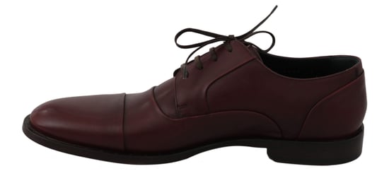 Dolce & Gabbana Rote Bordeaux-Leder Derby-Halbschuhe - Image 5