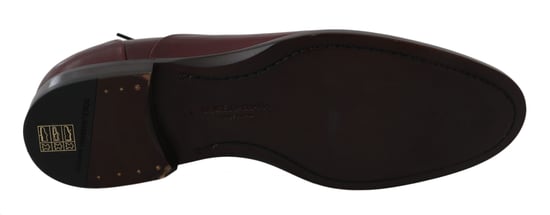 Dolce & Gabbana Rote Bordeaux-Leder Derby-Halbschuhe - Image 6